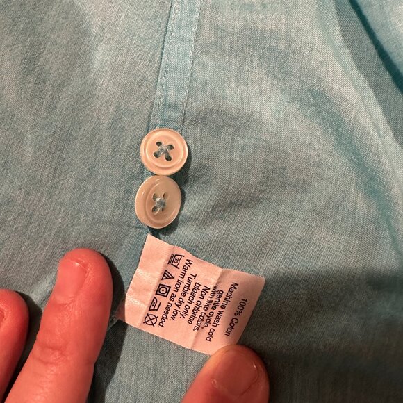 J.Crew Factory Short-Sleeve Button-Up Shirt – Turquoise Blue – Size S - Picture 3 of 7